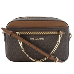 Michael Kors Jet Set Shoulder Bag, MK Signature, 35S1GTTC9B, PVC, Brown, Women's